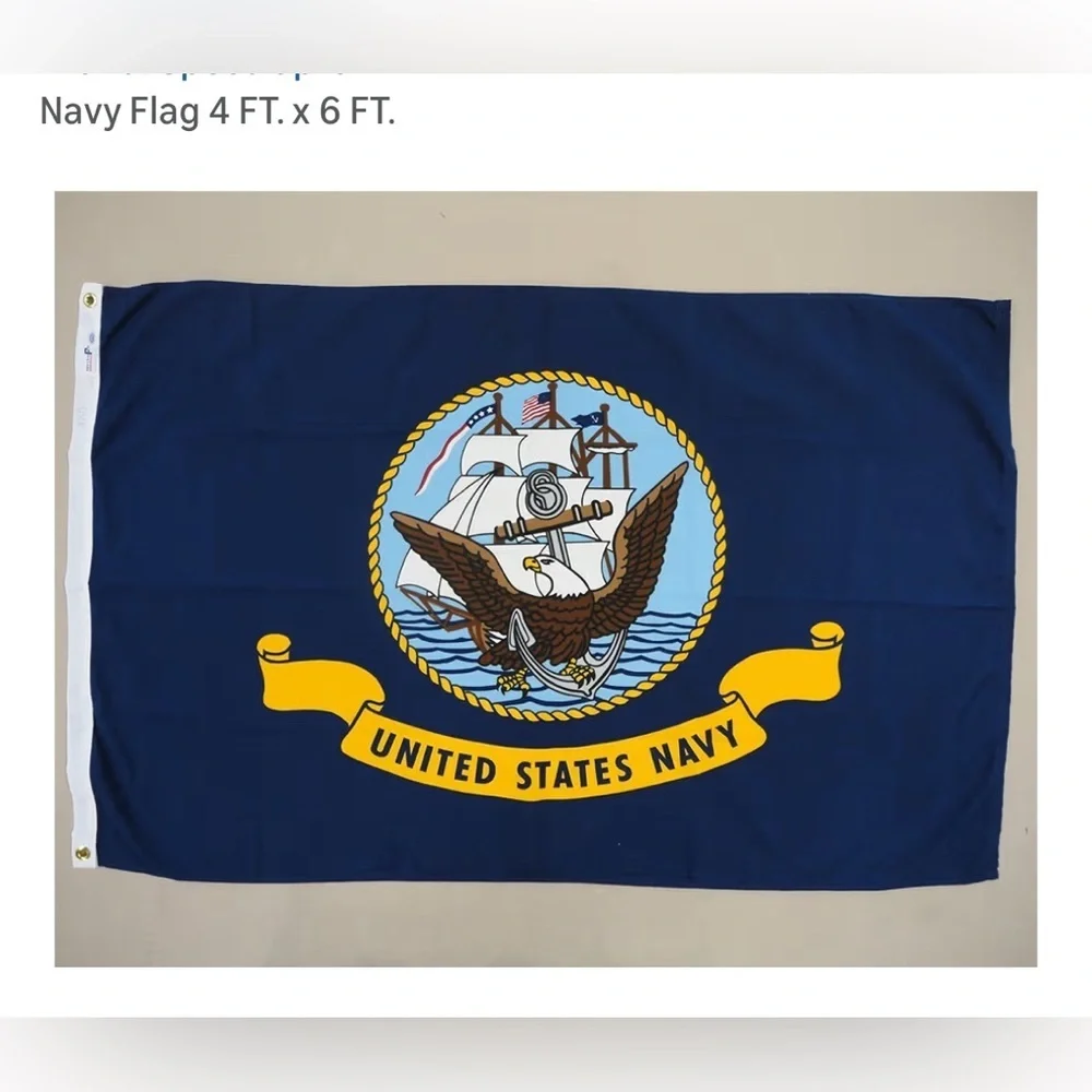 NEW- United States Navy Flag 4ft wide - 6ft Long Official Navy logo